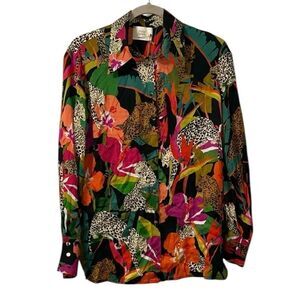 DX Collection Floral Print Button Down Shirt(Size Small)